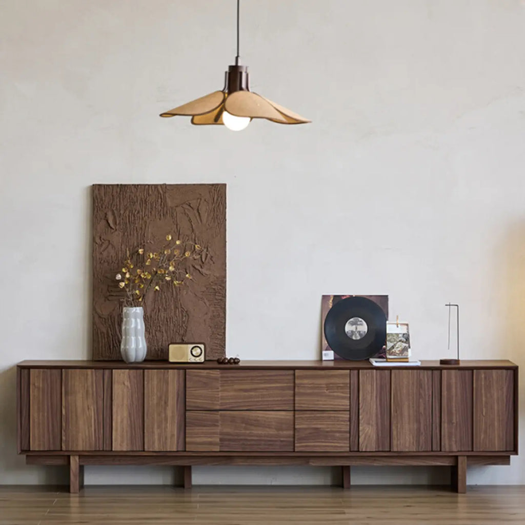 79 Mobile TV in Legno Massello Marrone 2-Ter da Salotto con Cassetti