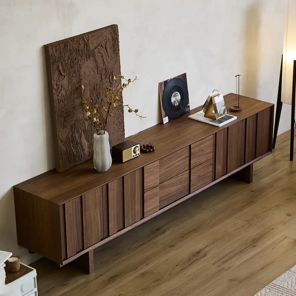 79 Mobile TV in Legno Massello Marrone 2-Ter da Salotto con Cassetti