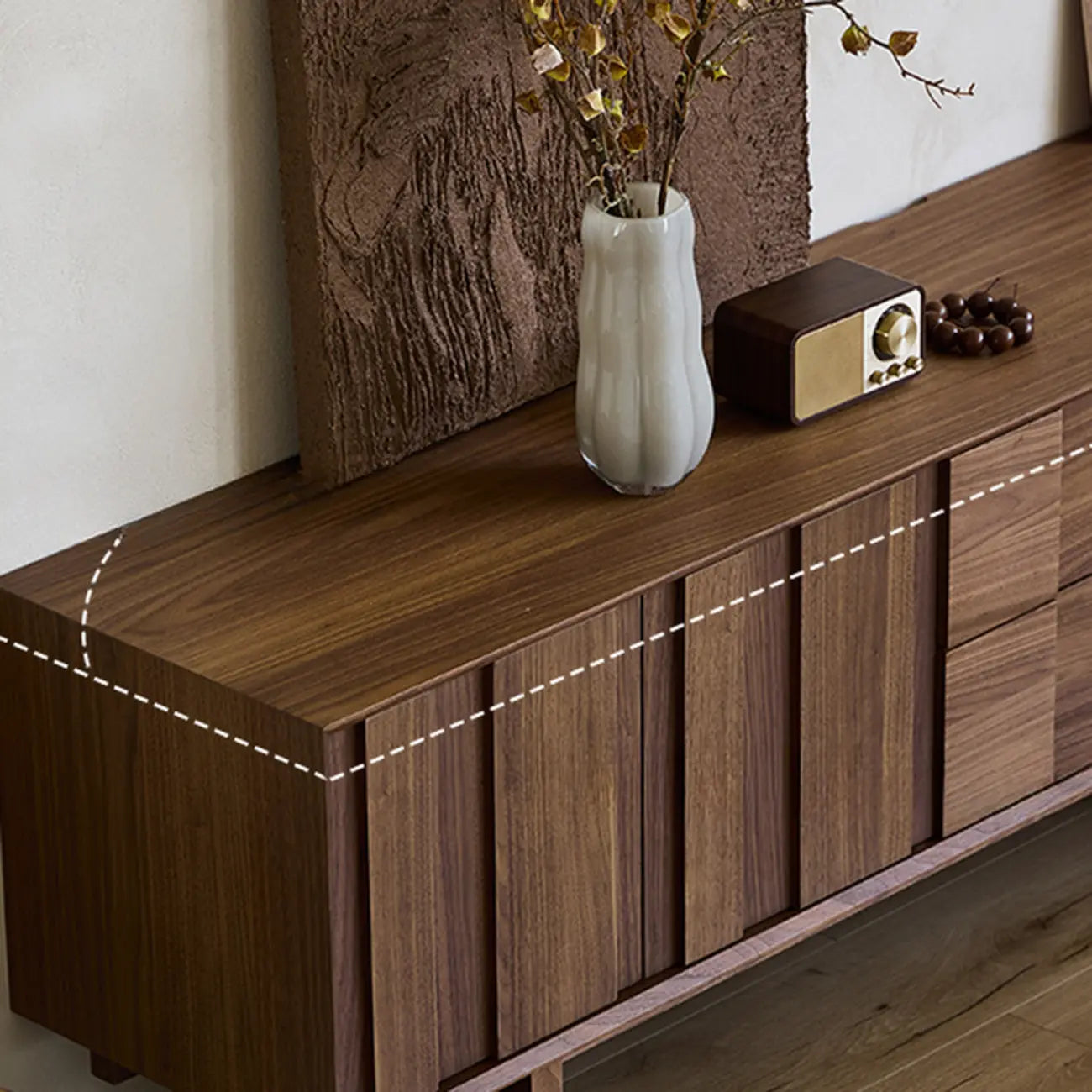 79 Mobile TV in Legno Massello Marrone 2-Ter da Salotto con Cassetti
