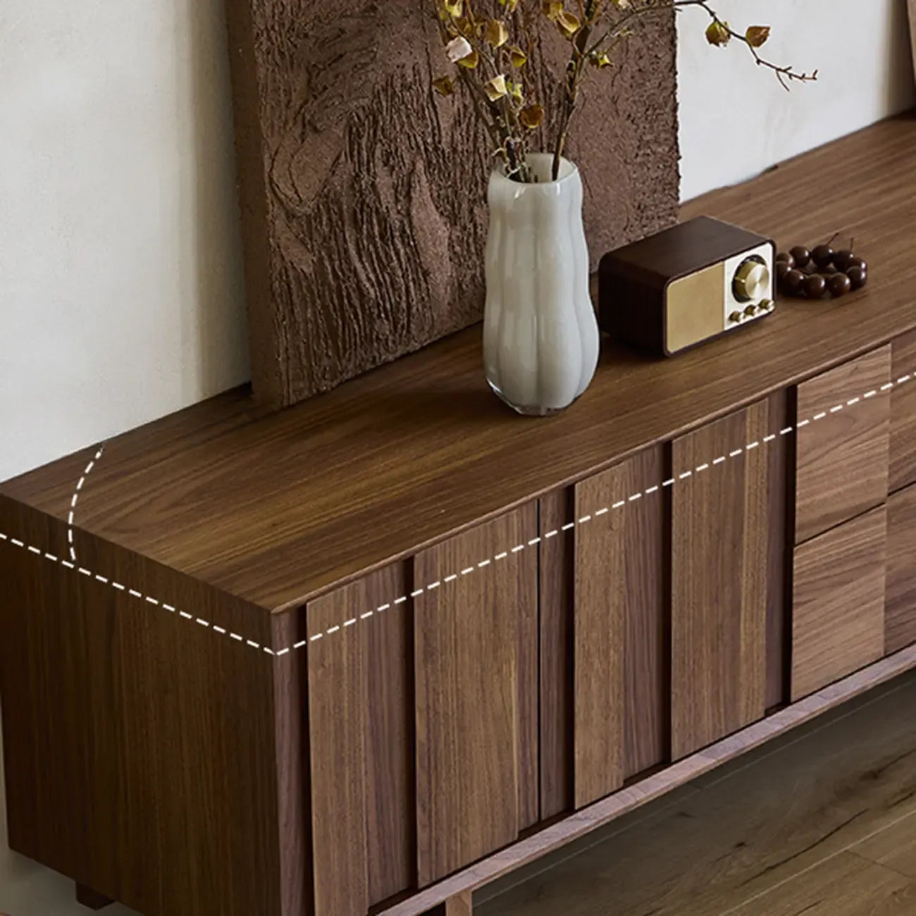 79 Mobile TV in Legno Massello Marrone 2-Ter da Salotto con Cassetti