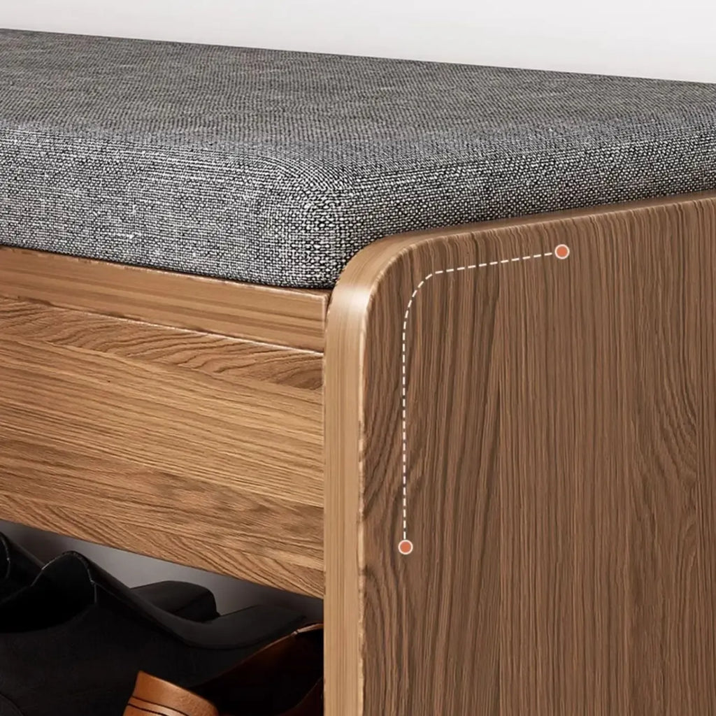 Banc de rangement à chaussures en bois brun avec rangement rabattable