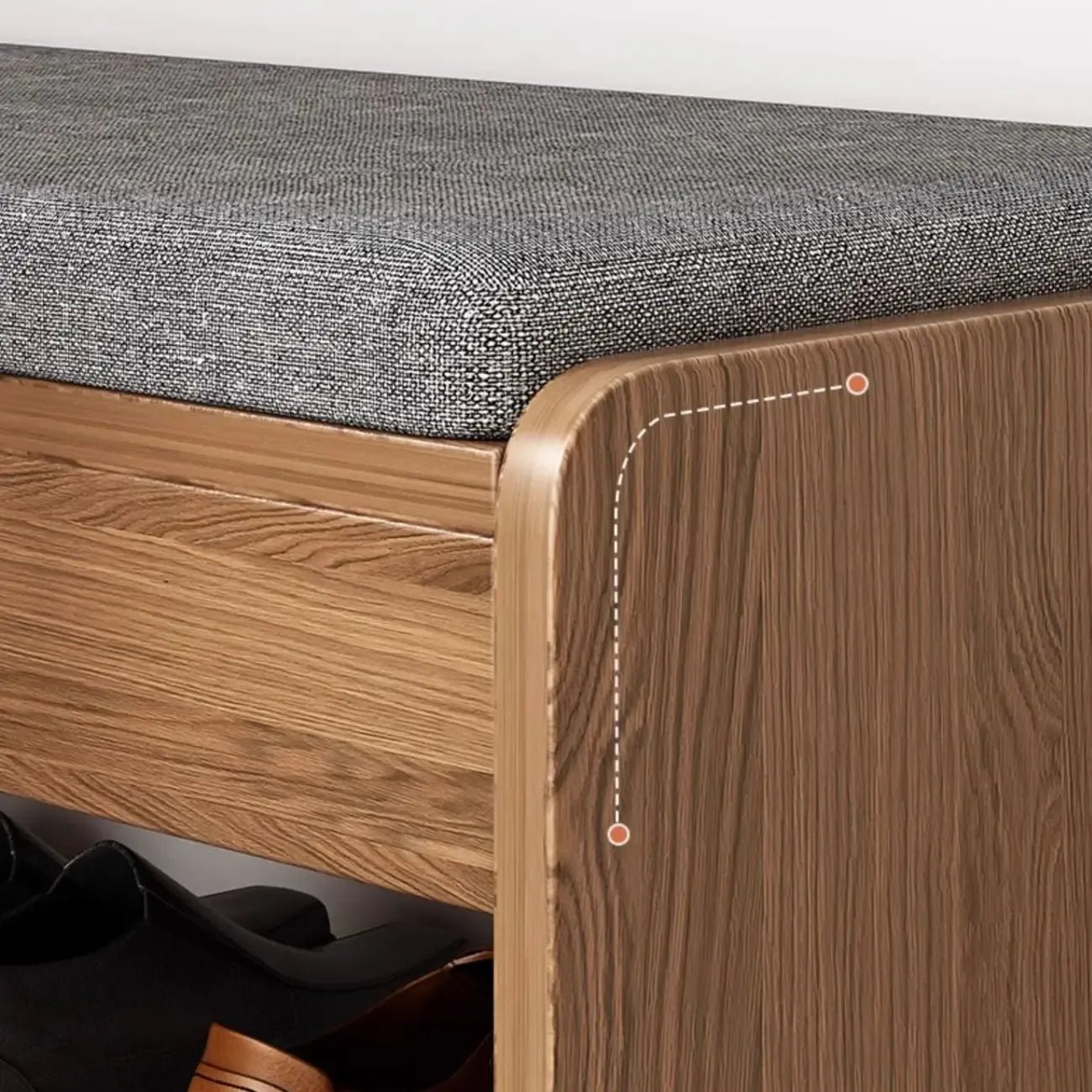 Banc de rangement à chaussures en bois brun avec rangement rabattable