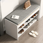 Banc de rangement à chaussures en bois brun avec rangement rabattable