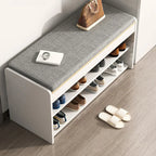Banc de rangement à chaussures en bois brun avec rangement rabattable
