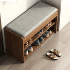 Banc de rangement à chaussures en bois brun avec rangement rabattable