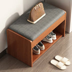 Banc de rangement à chaussures en bois brun avec rangement rabattable