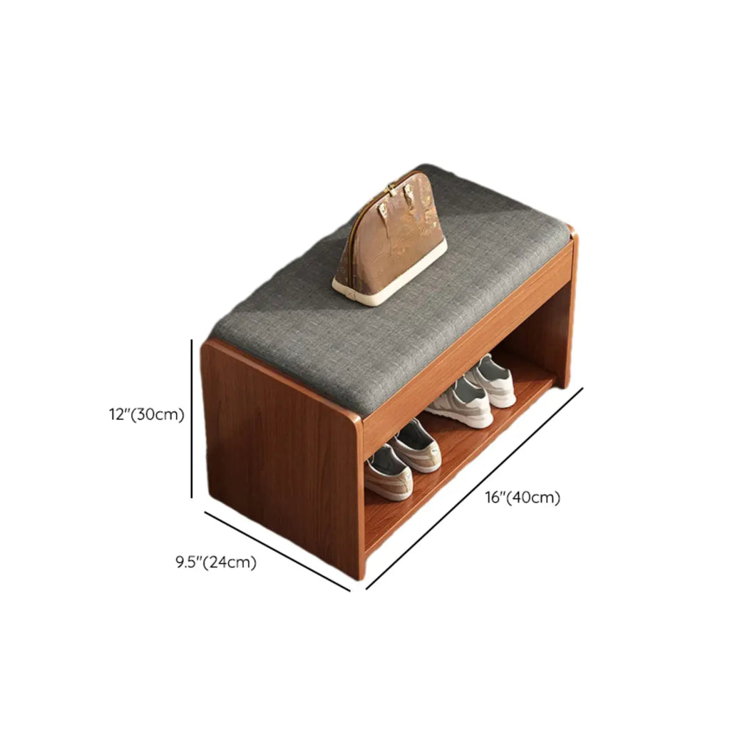 Banc de rangement à chaussures en bois brun avec rangement rabattable