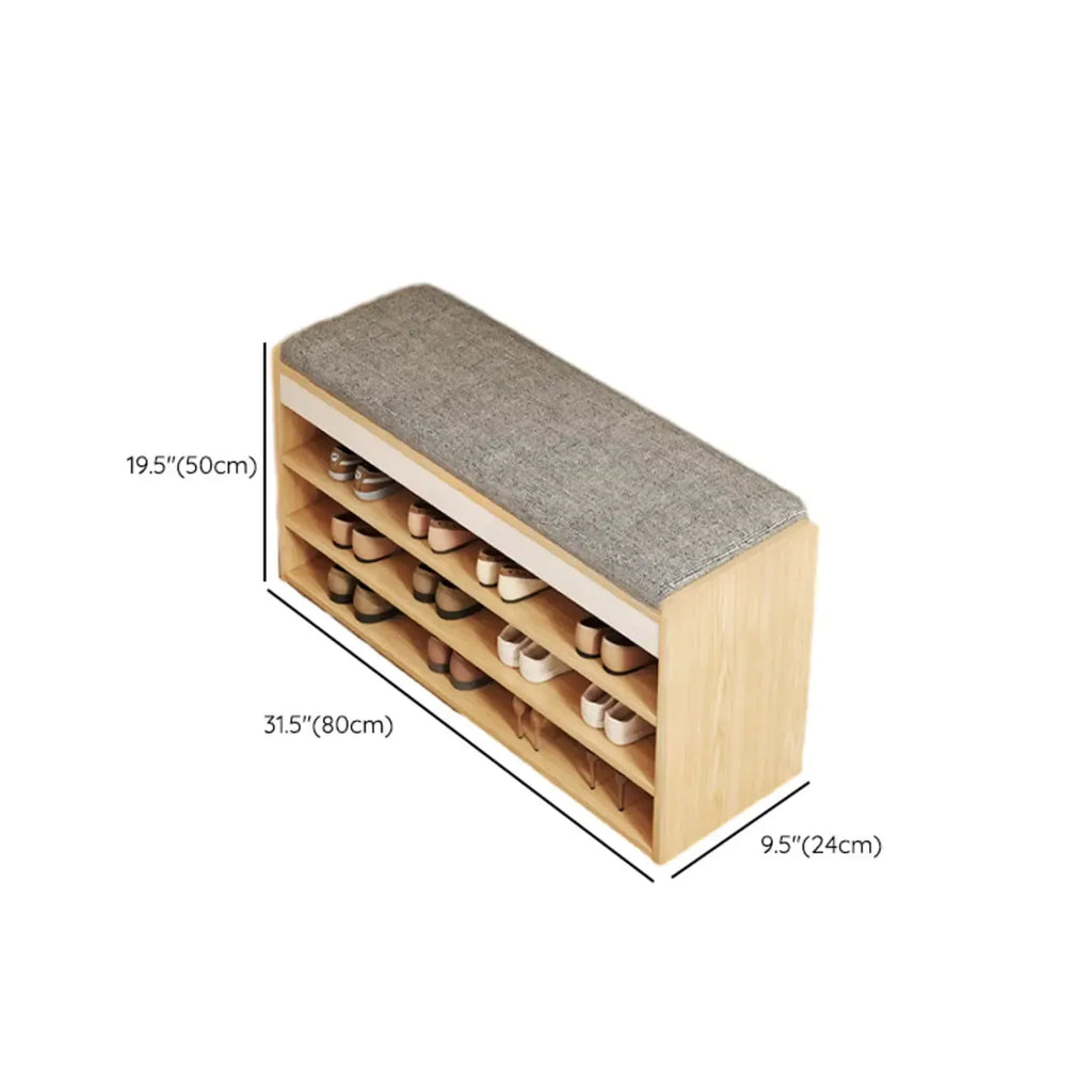 Banc de rangement à chaussures en bois brun avec rangement rabattable