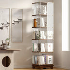 Étagère carrée Art Déco en bois, panneau de verre, commode pivotante