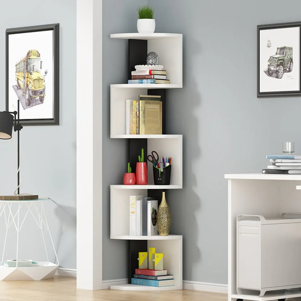 Meuble d'angle moderne en bois noir et blanc pour salon