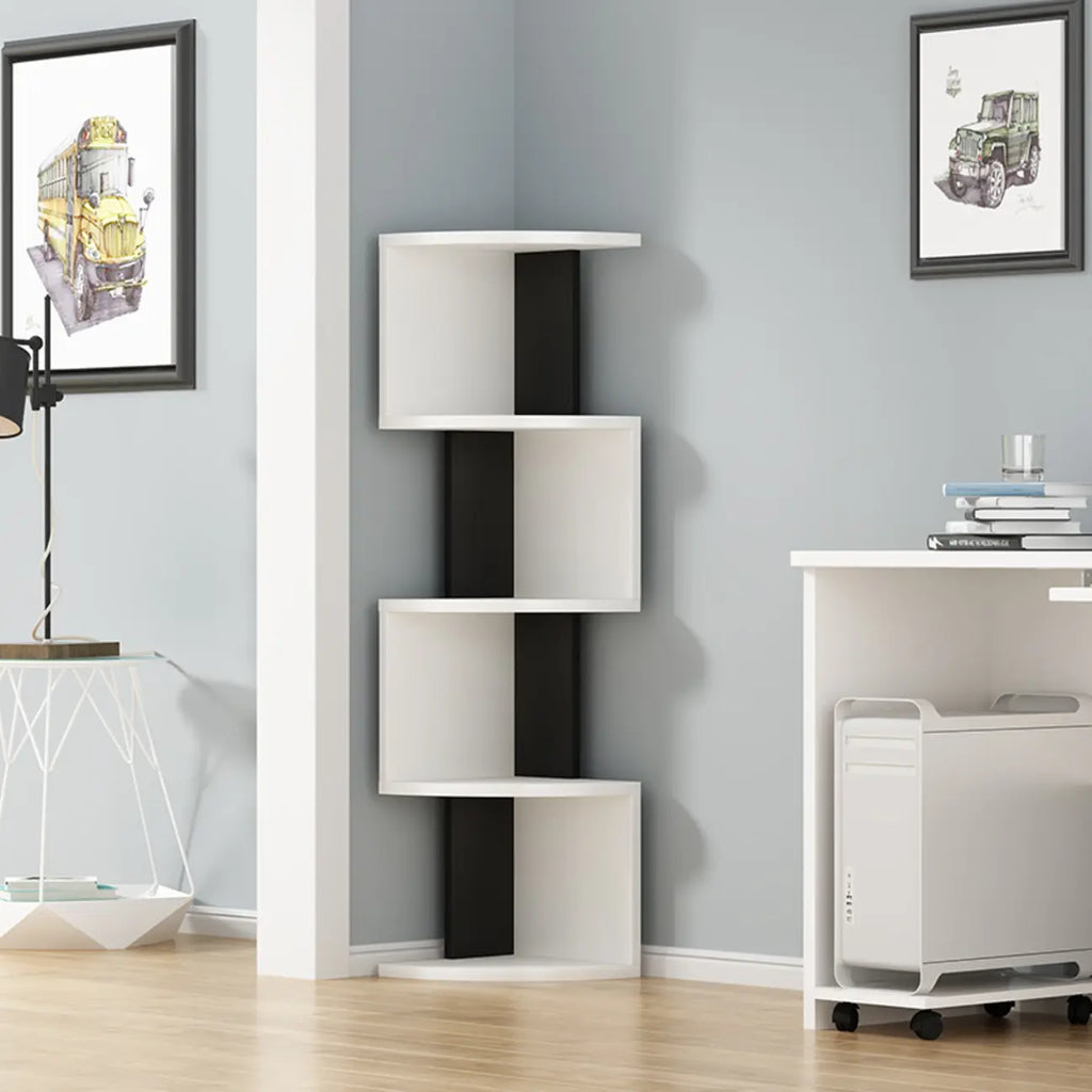 Meuble d'angle moderne en bois noir et blanc pour salon