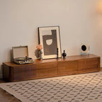 Mobile TV in Legno Marrone Stile Moderno Mid-Century con Cassetti (87 cm)