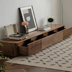Mobile TV in Legno Marrone Stile Moderno Mid-Century con Cassetti (87 cm)