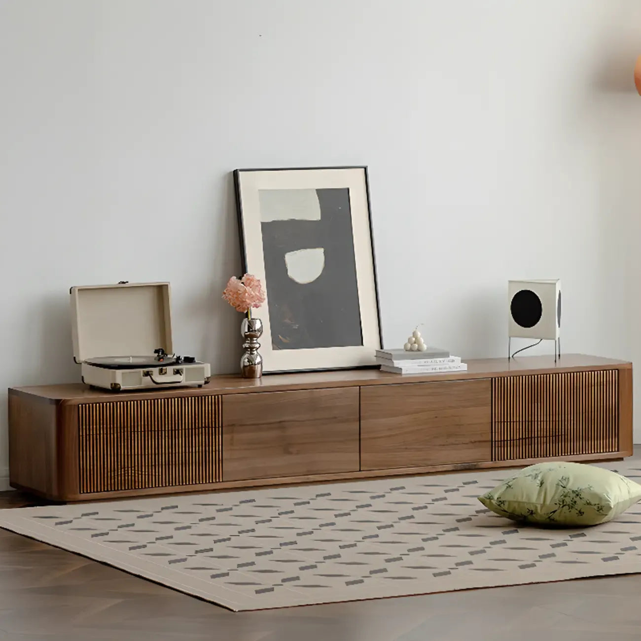 Mobile TV in Legno Marrone Stile Moderno Mid-Century con Cassetti (87 cm)