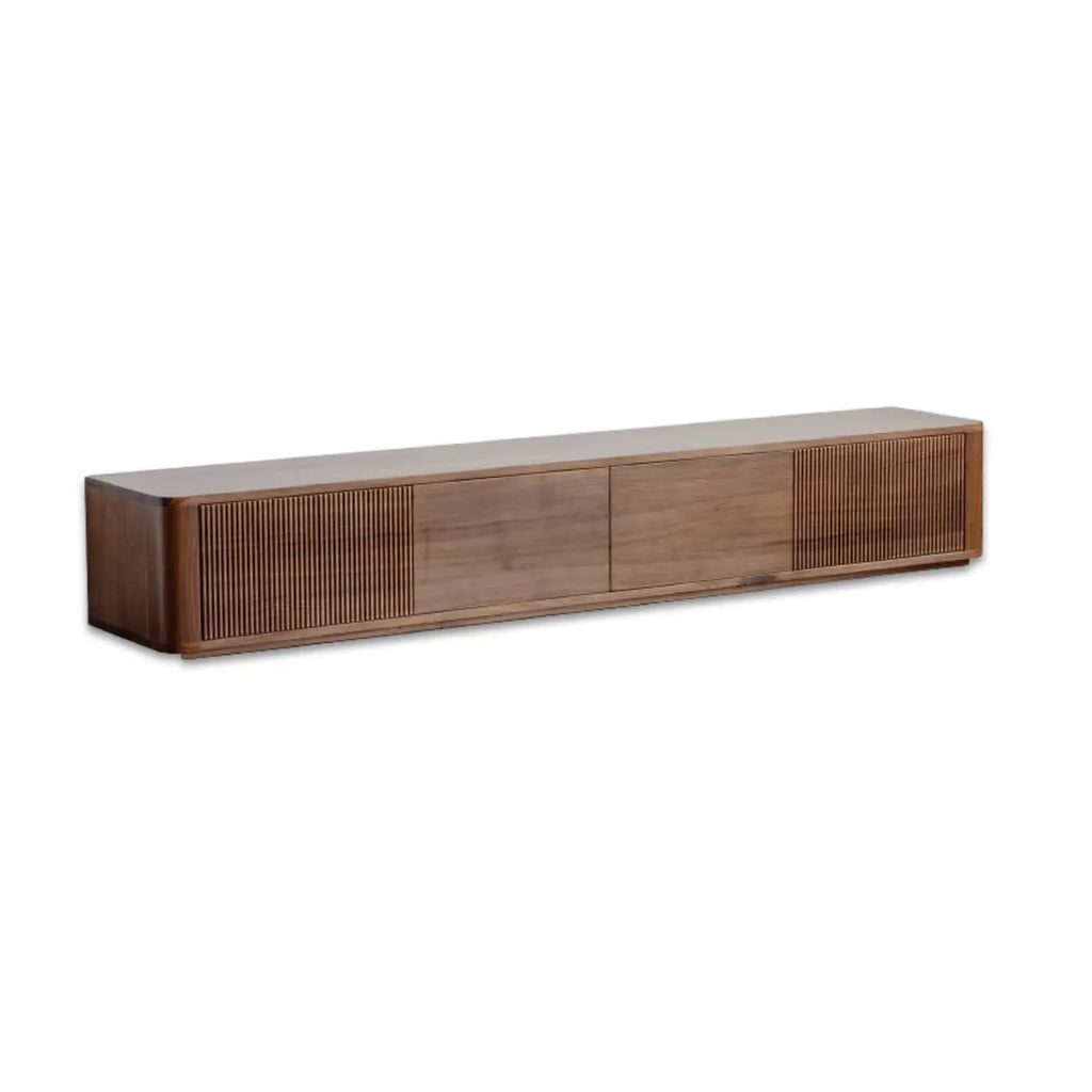 Mobile TV in Legno Marrone Stile Moderno Mid-Century con Cassetti (87 cm)