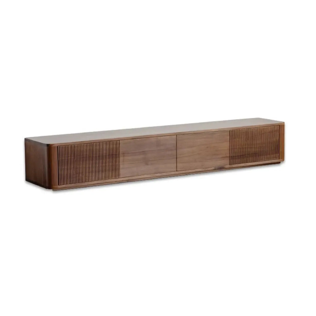 Mobile TV in Legno Marrone Stile Moderno Mid-Century con Cassetti (87 cm)