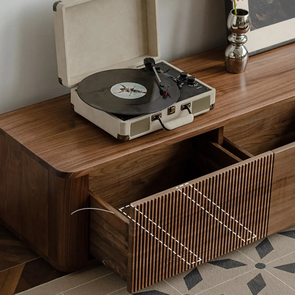 Mobile TV in Legno Marrone Stile Moderno Mid-Century con Cassetti (87 cm)