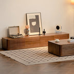 Mobile TV in Legno Marrone Stile Moderno Mid-Century con Cassetti (87 cm)