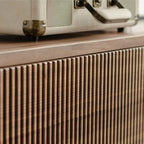 Mobile TV in Legno Marrone Stile Moderno Mid-Century con Cassetti (87 cm)