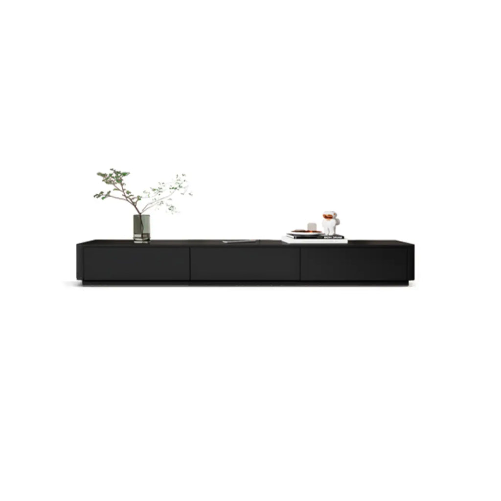 Meuble TV rectangulaire noir en bois avec gestion des câbles (63 cm)