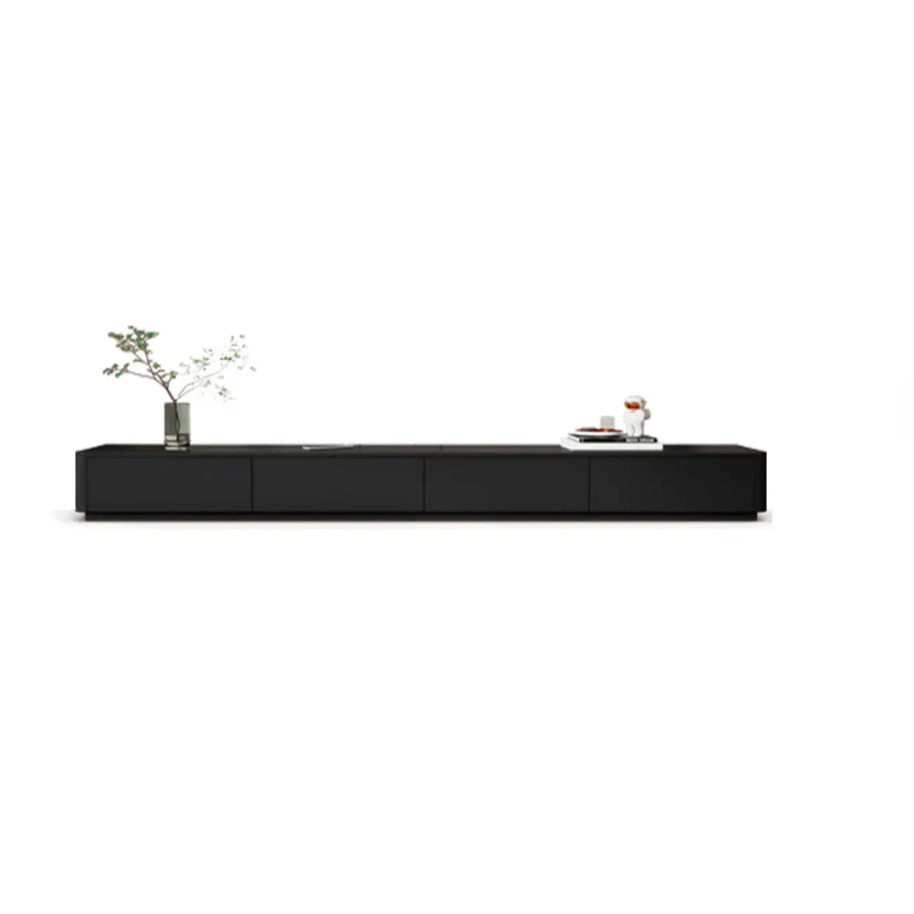 Meuble TV rectangulaire noir en bois avec gestion des câbles (63 cm)