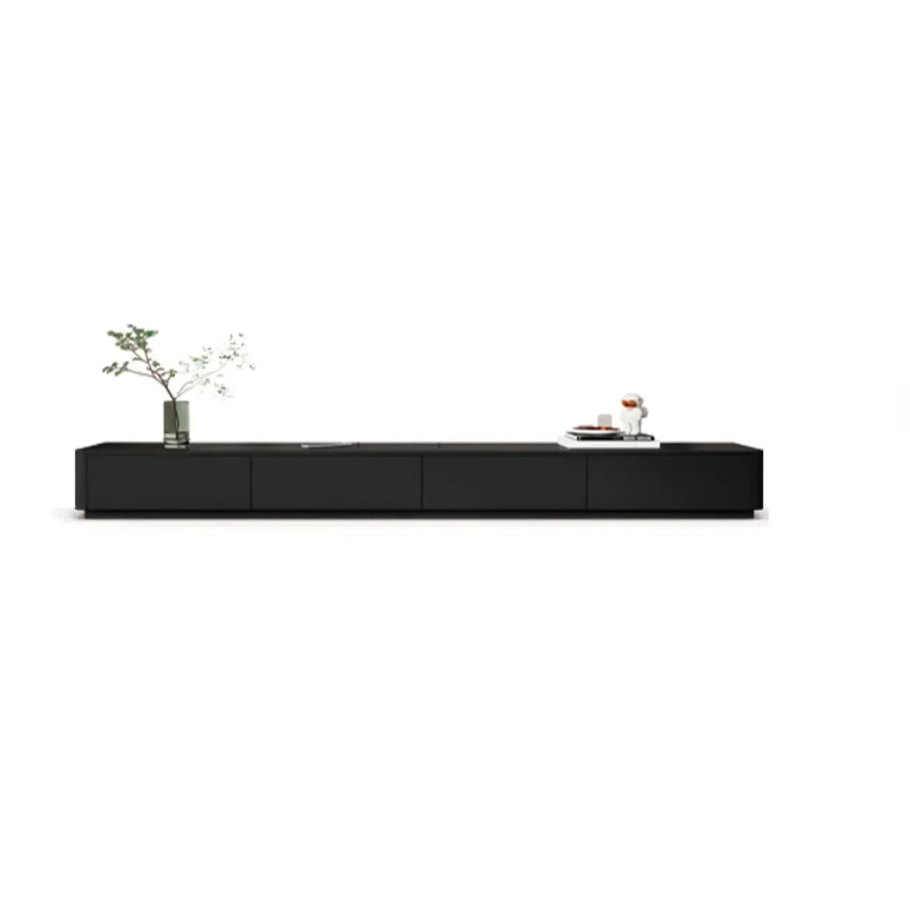 Meuble TV rectangulaire noir en bois avec gestion des câbles (63 cm)