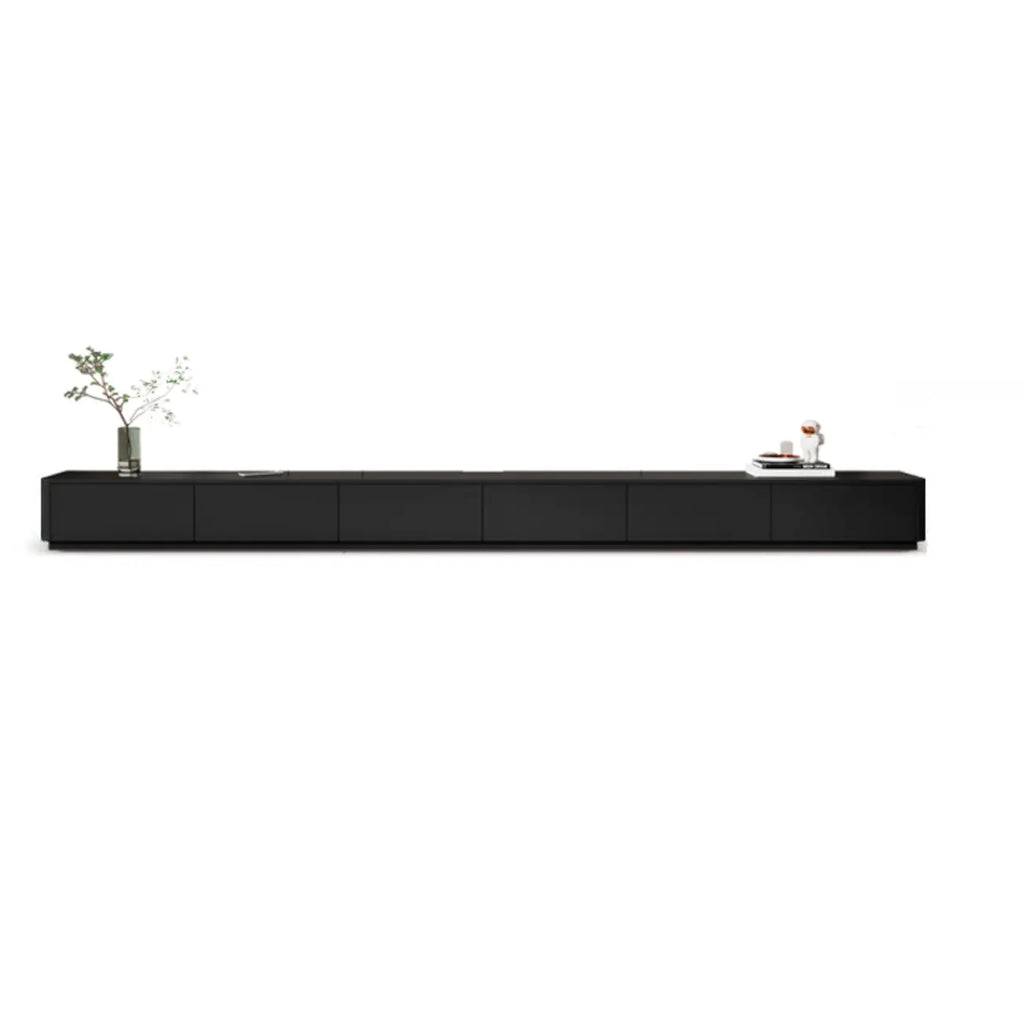 Meuble TV rectangulaire noir en bois avec gestion des câbles (63 cm)