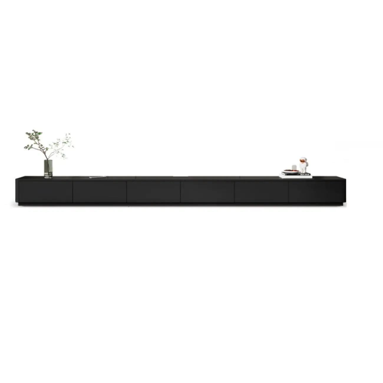 Meuble TV rectangulaire noir en bois avec gestion des câbles (63 cm)