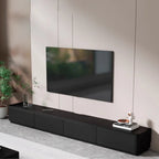 Meuble TV rectangulaire noir en bois avec gestion des câbles (63 cm)