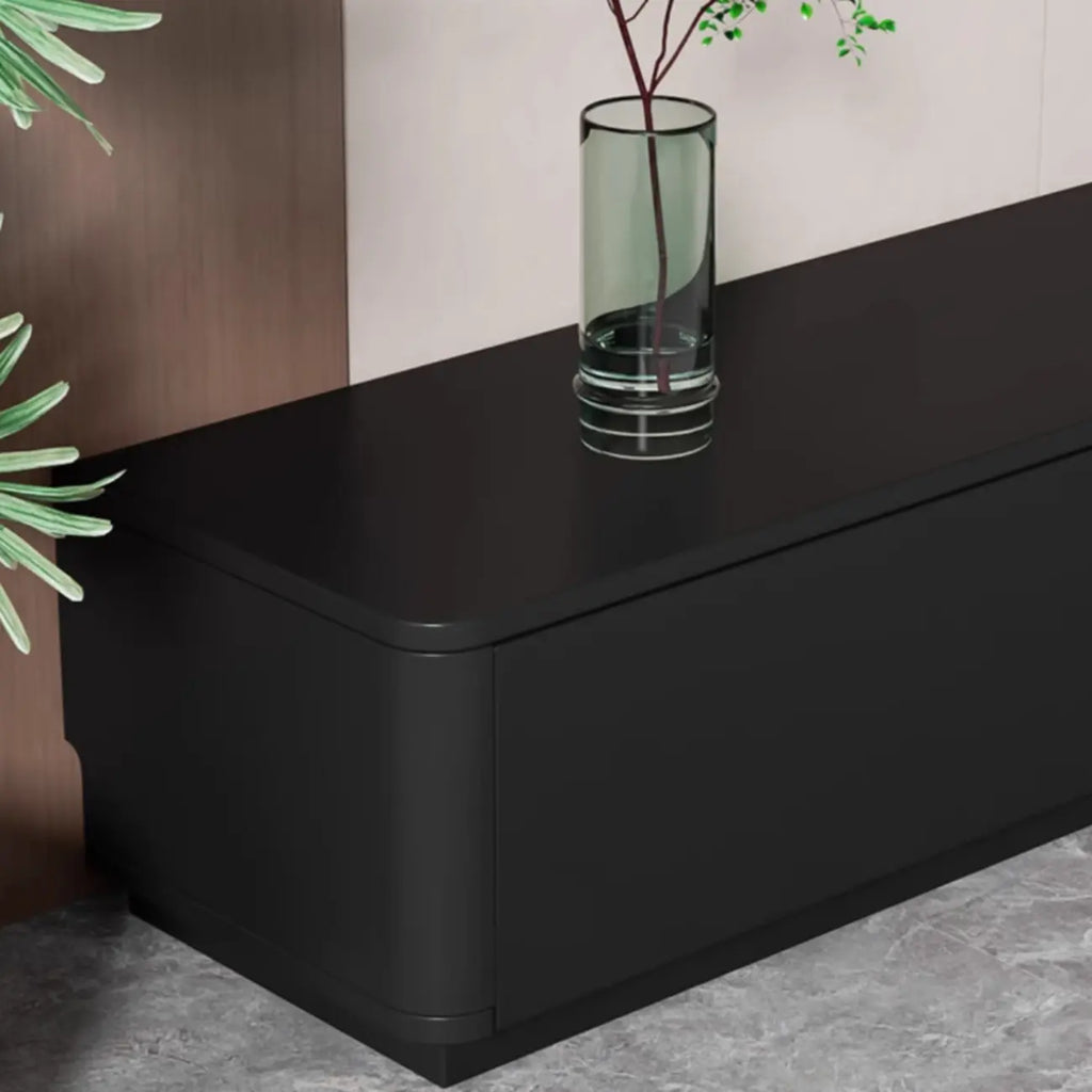 Meuble TV rectangulaire noir en bois avec gestion des câbles (63 cm)