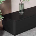 Meuble TV rectangulaire noir en bois avec gestion des câbles (63 cm)