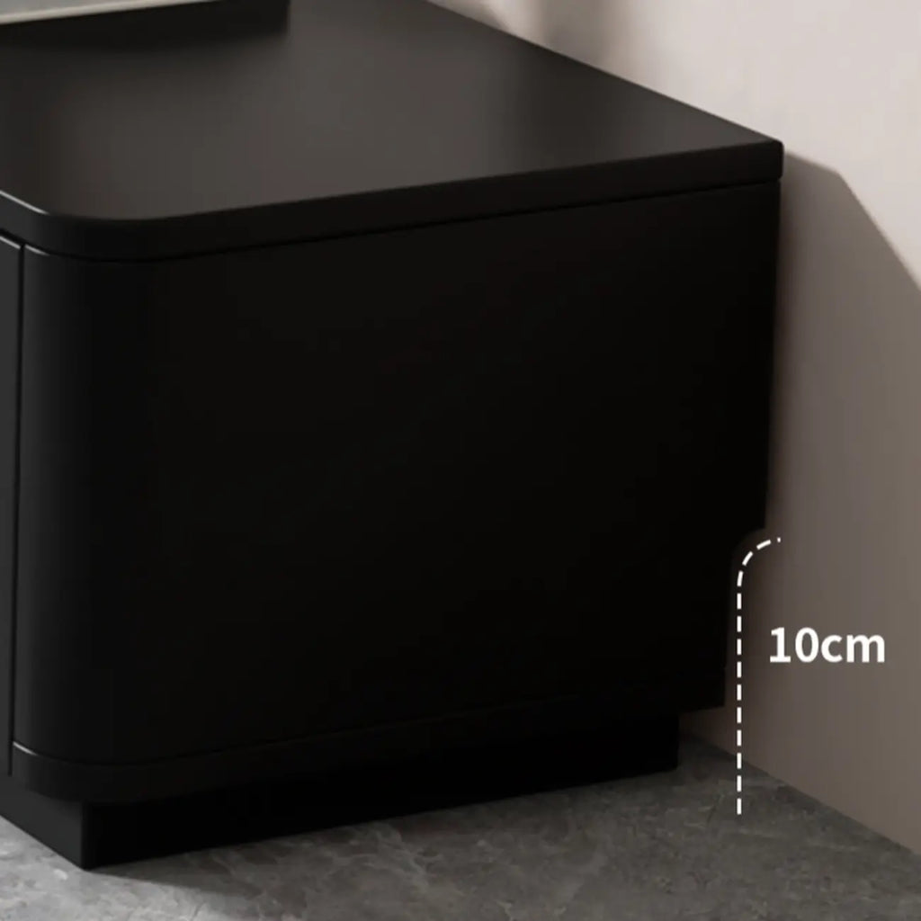 Meuble TV rectangulaire noir en bois avec gestion des câbles (63 cm)