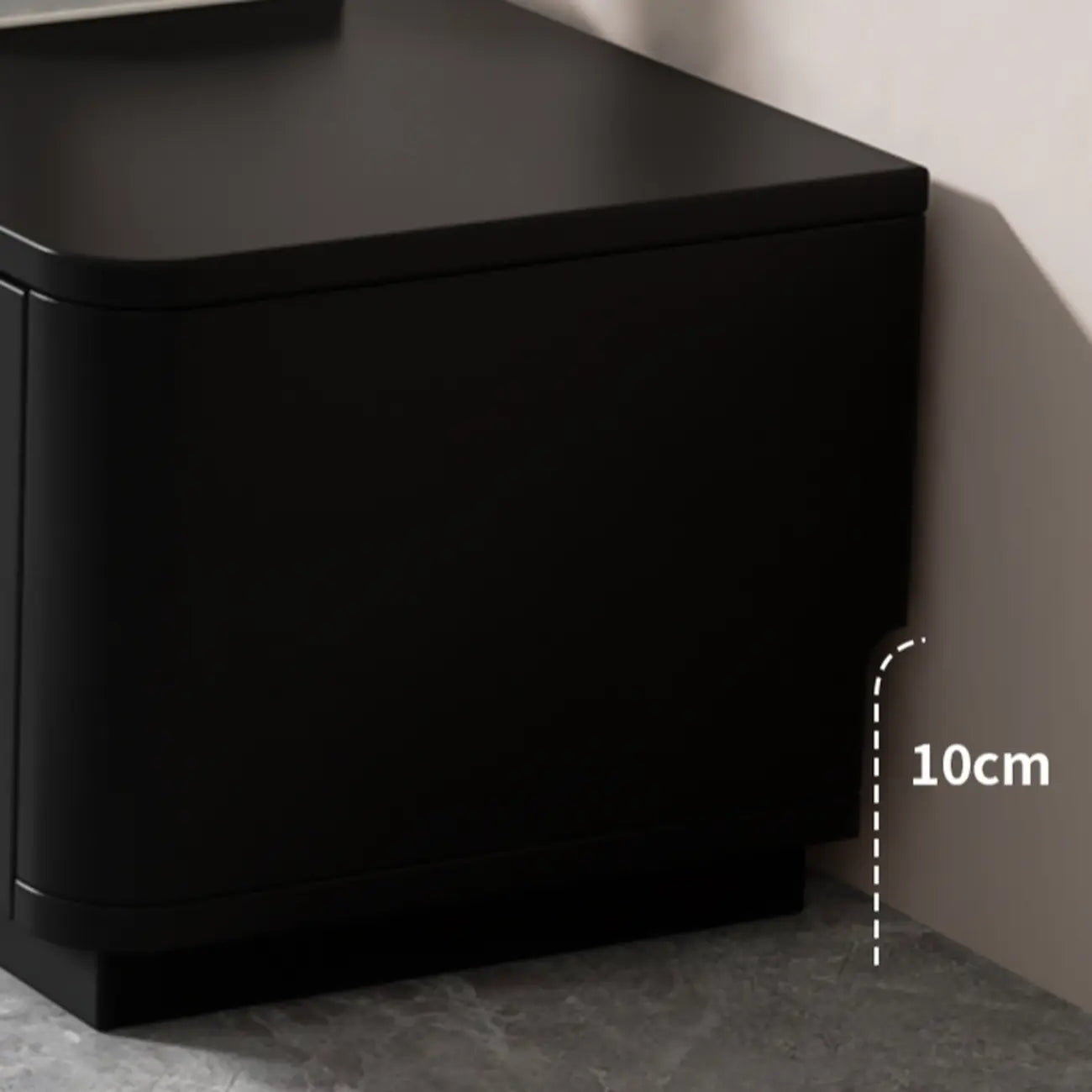 Meuble TV rectangulaire noir en bois avec gestion des câbles (63 cm)