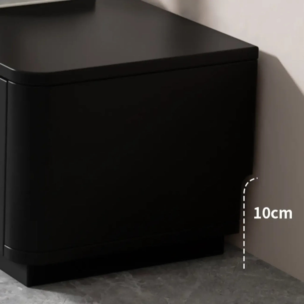 Meuble TV rectangulaire noir en bois avec gestion des câbles (63 cm)
