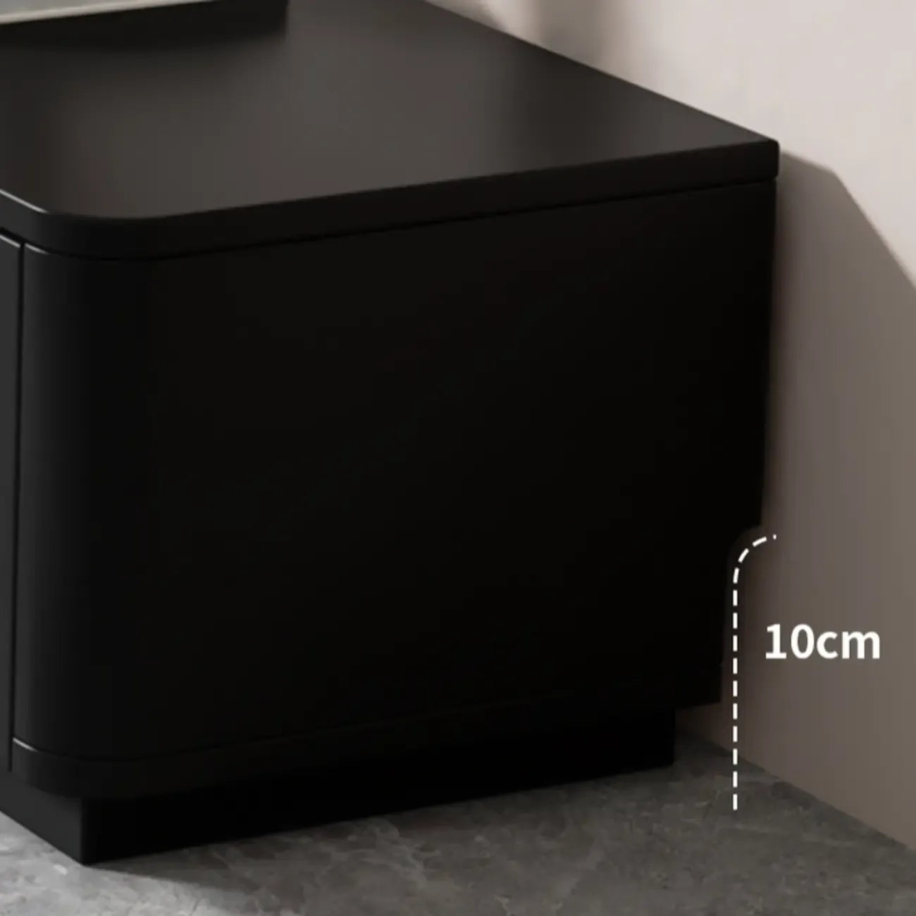 Meuble TV rectangulaire noir en bois avec gestion des câbles (63 cm)