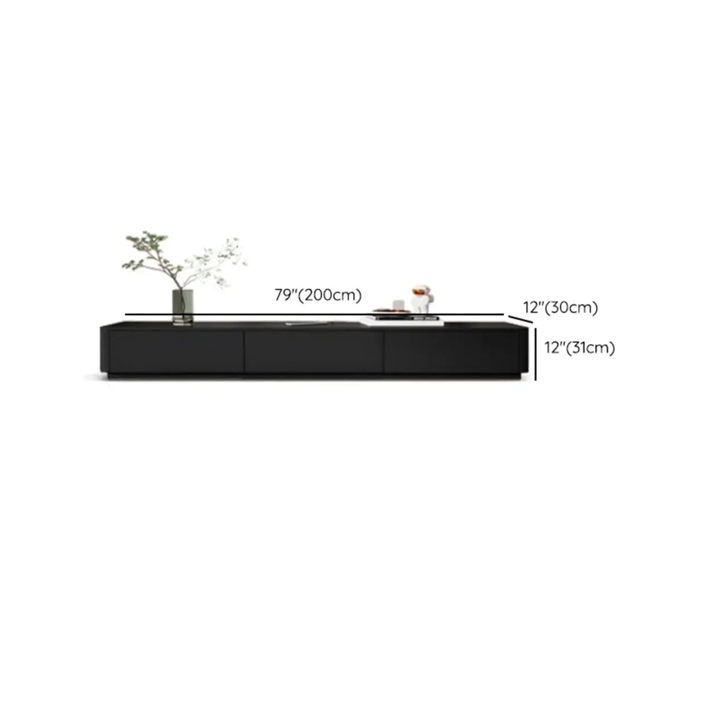 Meuble TV rectangulaire noir en bois avec gestion des câbles (63 cm)