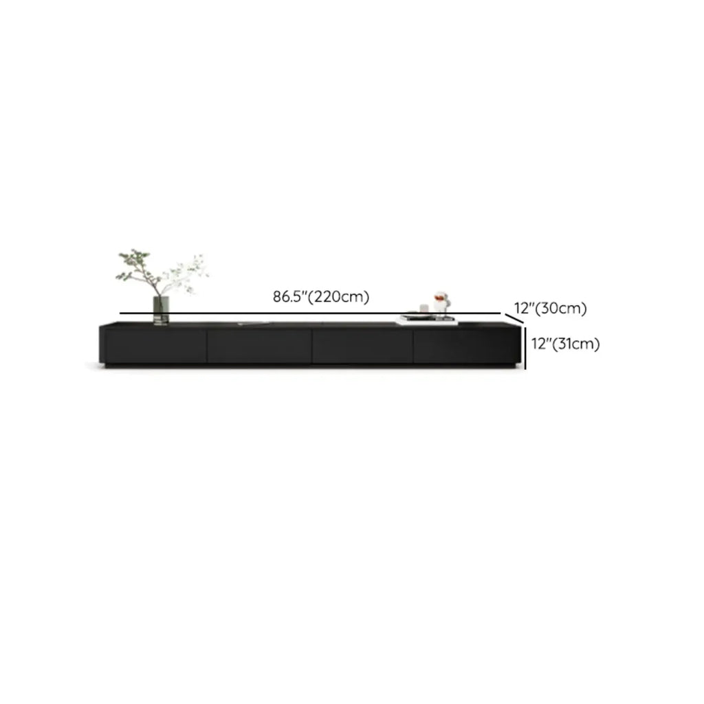 Meuble TV rectangulaire noir en bois avec gestion des câbles (63 cm)