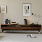 Mobile TV con scanalature 94,5 in legno marrone noce e cassetti