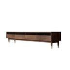 Mobile TV con scanalature 94,5 in legno marrone noce e cassetti