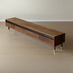 Mobile TV con scanalature 94,5 in legno marrone noce e cassetti