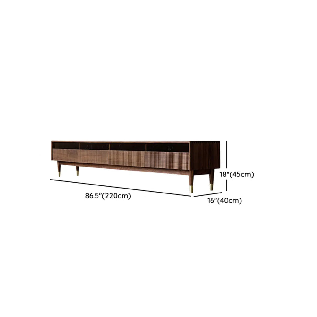 Mobile TV con scanalature 94,5 in legno marrone noce e cassetti