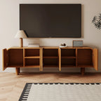 Mobile TV in legno marrone rustico scanalato da 71" per soggiorno