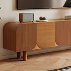 Mobile TV in legno marrone rustico scanalato da 71" per soggiorno