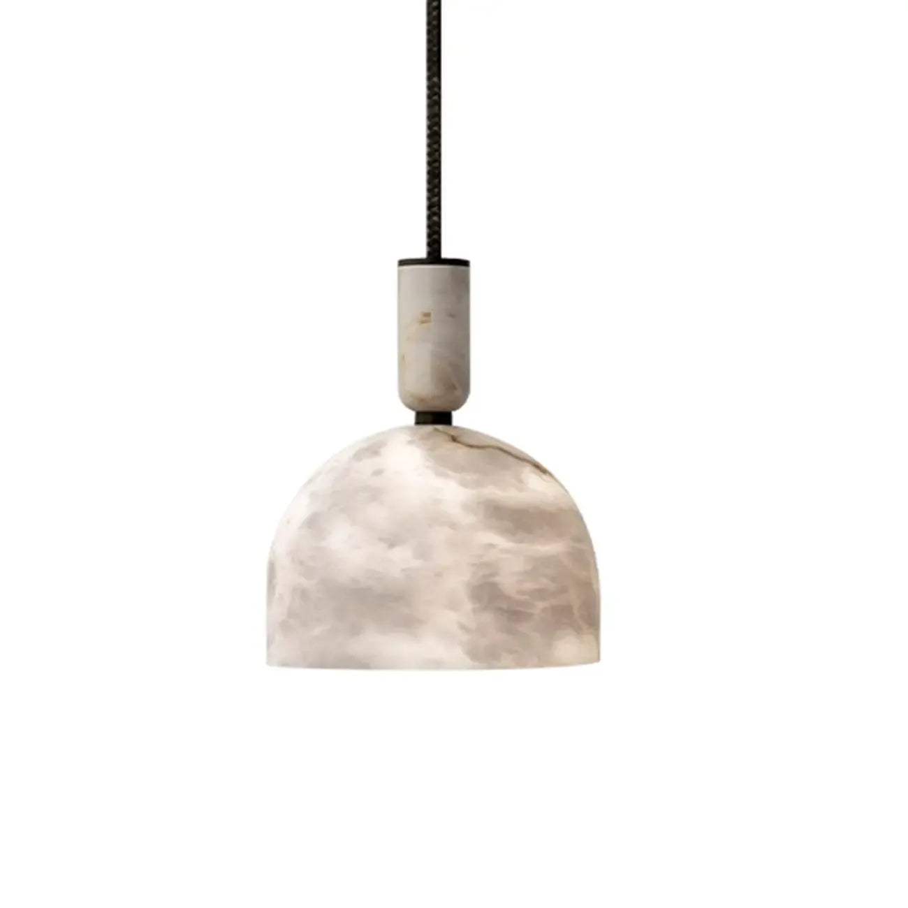 Suspension en albâtre blanc en forme de dôme pour chambre contemporaine