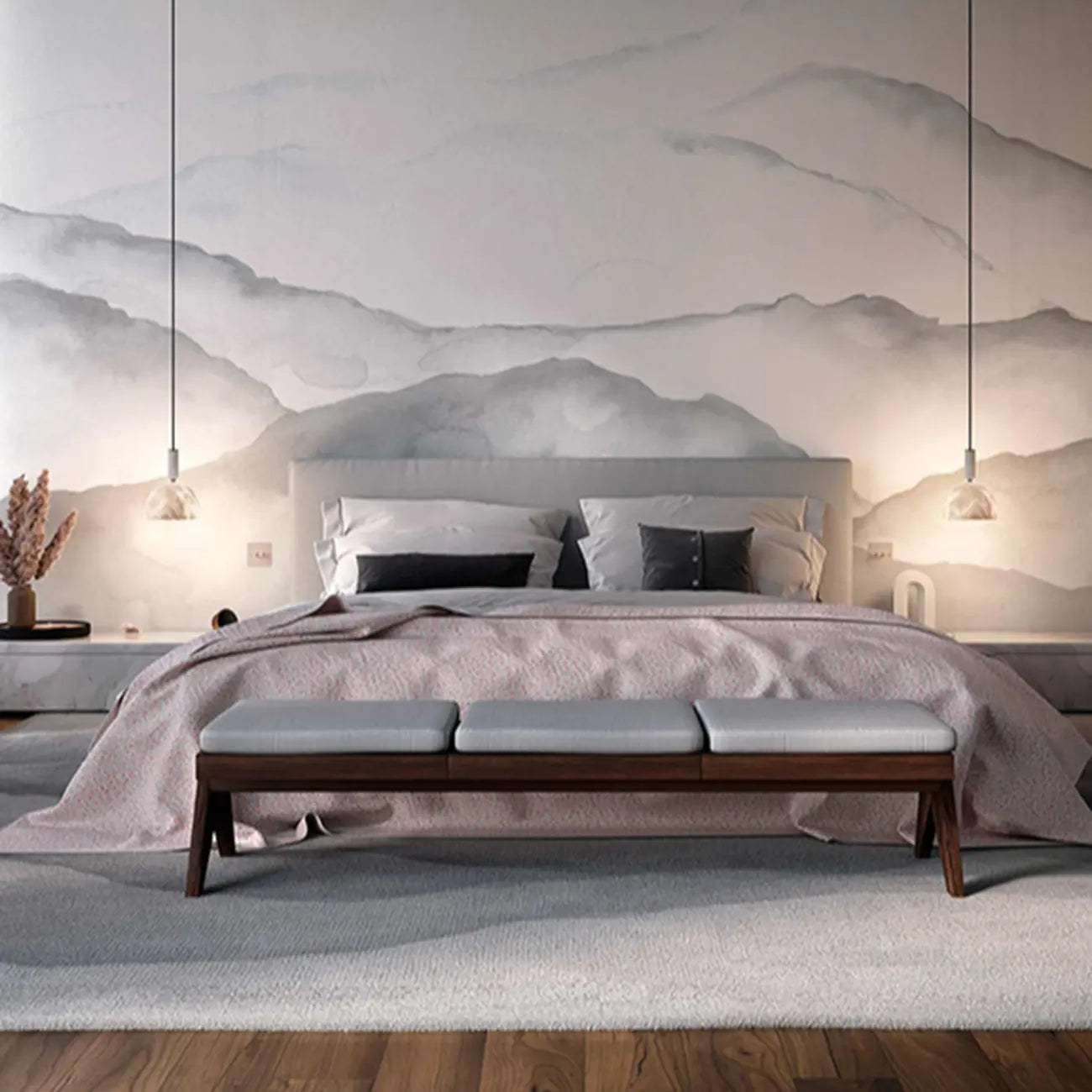Suspension en albâtre blanc en forme de dôme pour chambre contemporaine