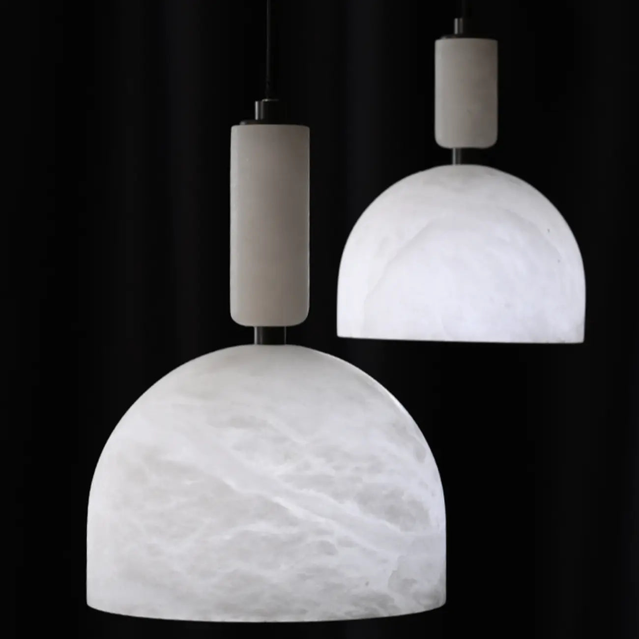 Suspension en albâtre blanc en forme de dôme pour chambre contemporaine