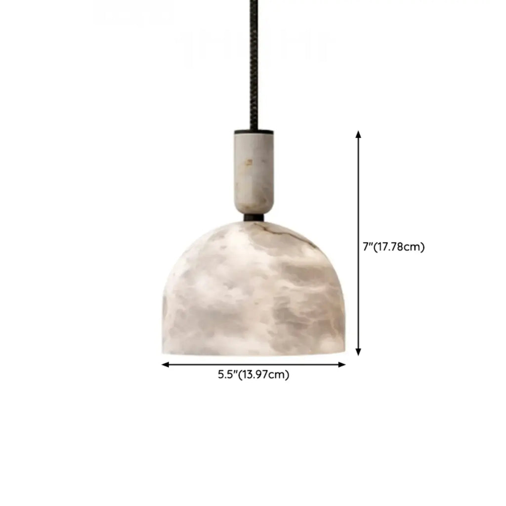 Suspension en albâtre blanc en forme de dôme pour chambre contemporaine