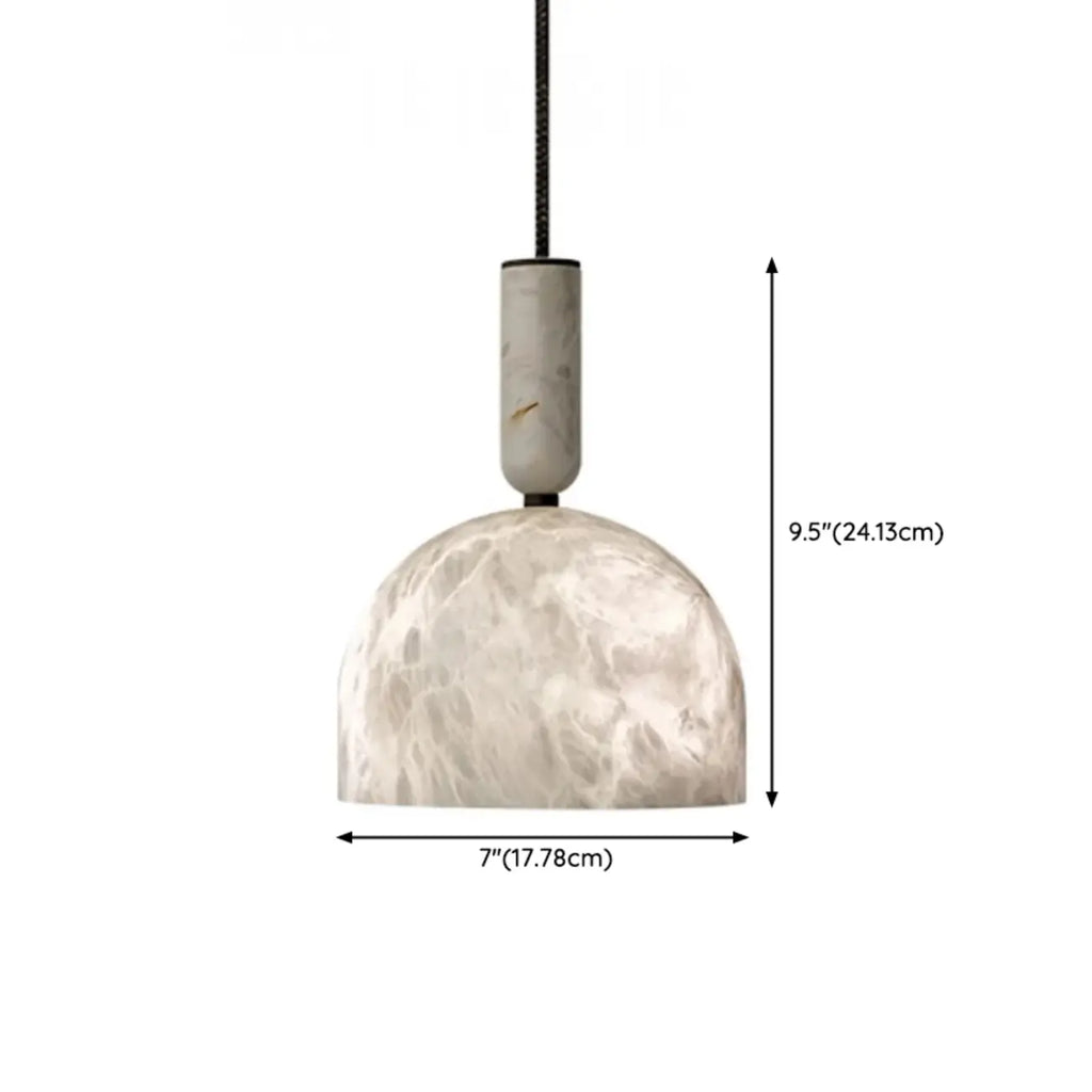 Suspension en albâtre blanc en forme de dôme pour chambre contemporaine