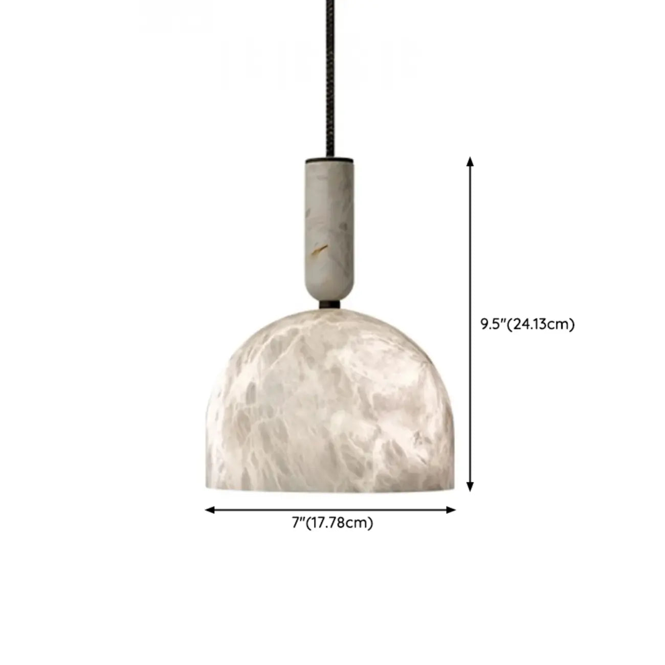 Suspension en albâtre blanc en forme de dôme pour chambre contemporaine