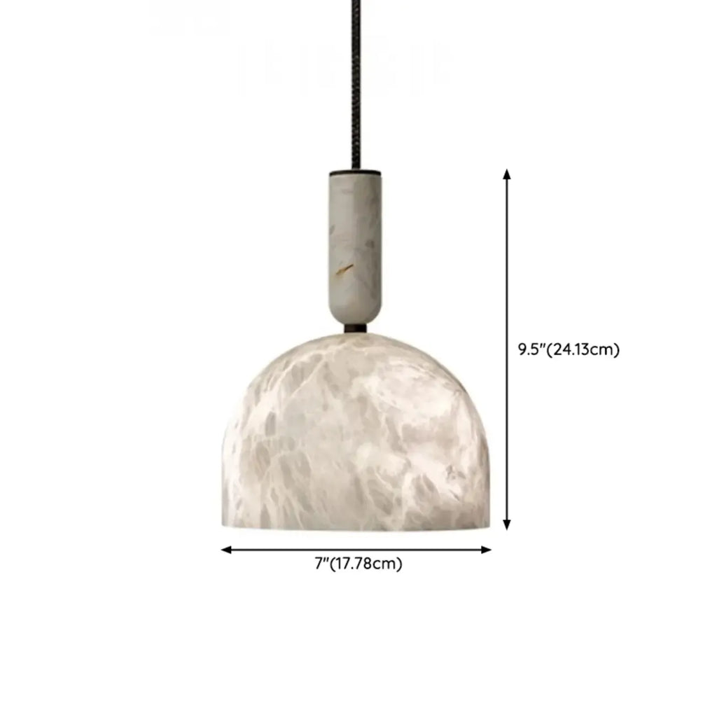 Suspension en albâtre blanc en forme de dôme pour chambre contemporaine